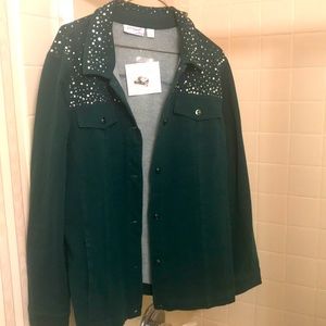 Very fun hunter green denim jacket size large